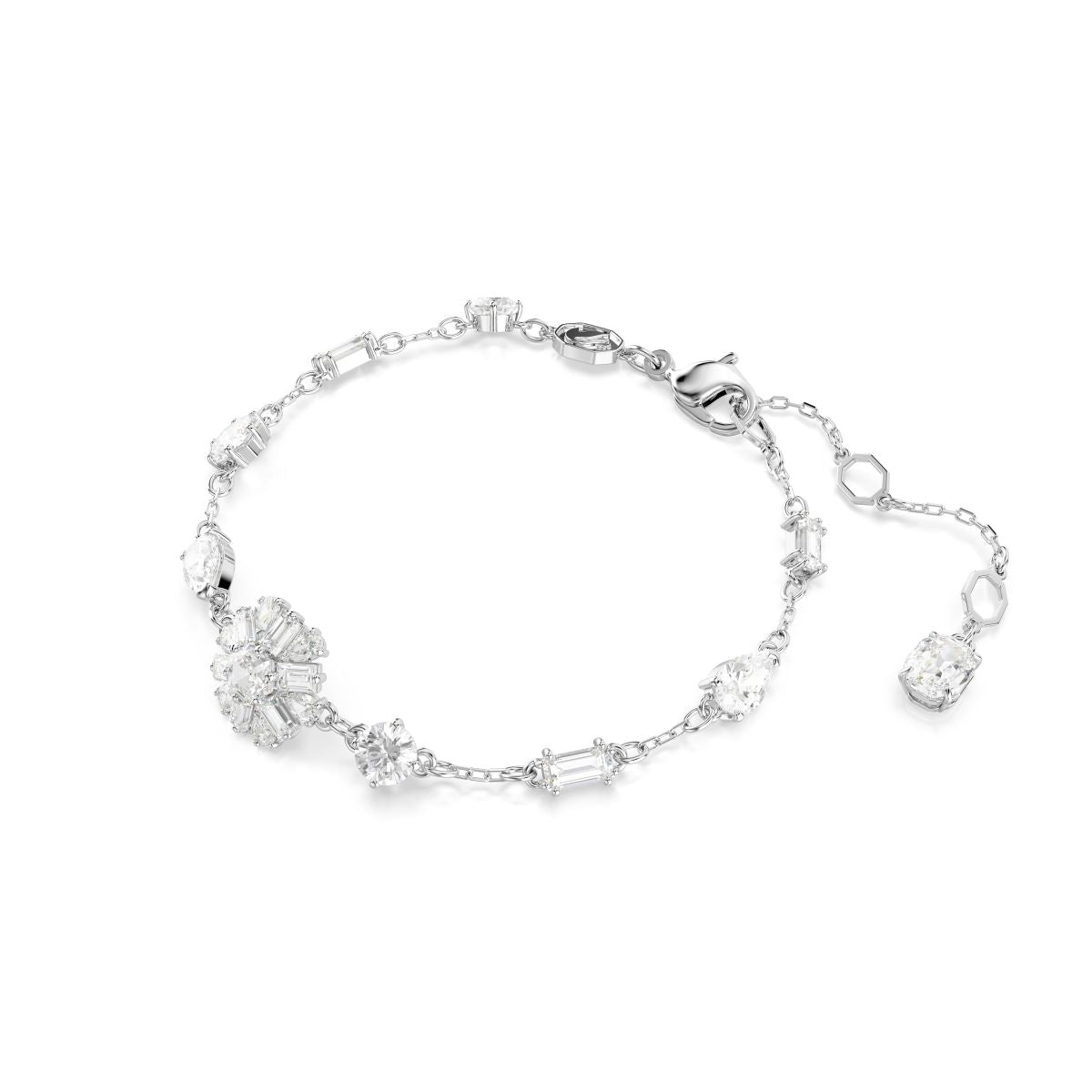 Idyllia Armband, Verschiedene Schliffe, Schneeflocke, Weiß, Rhodiniert