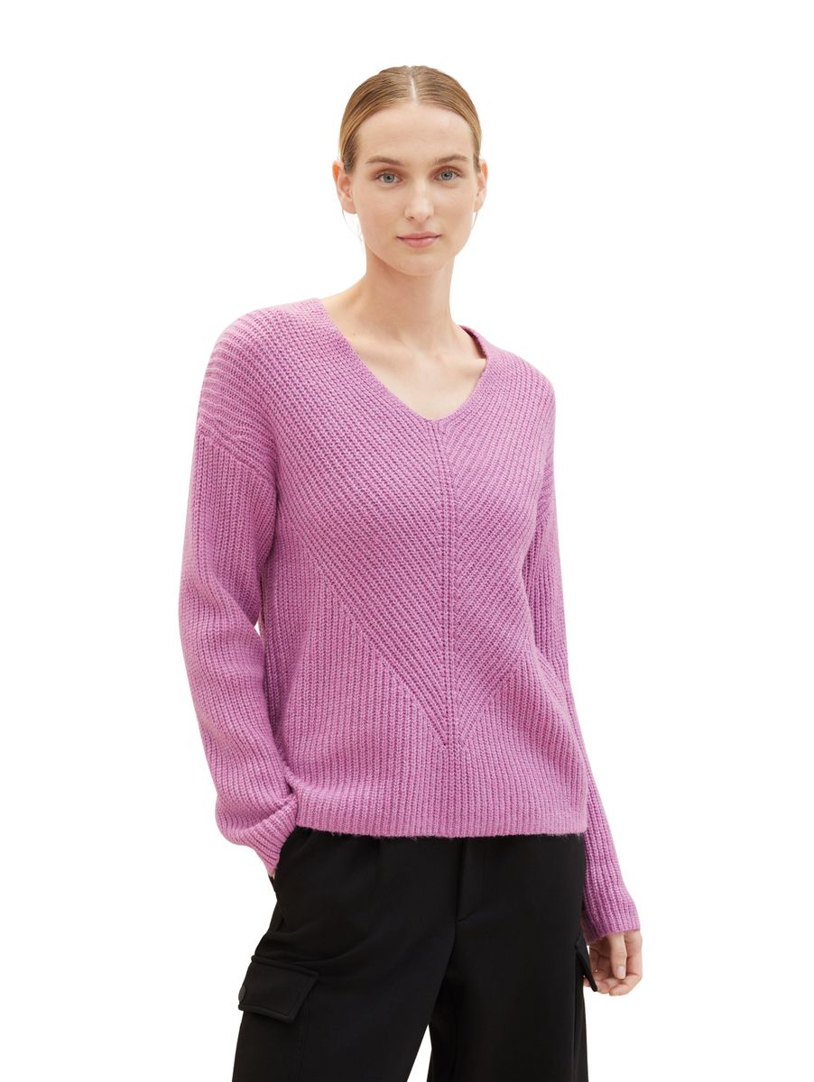 V-Ausschnitt Strickpullover