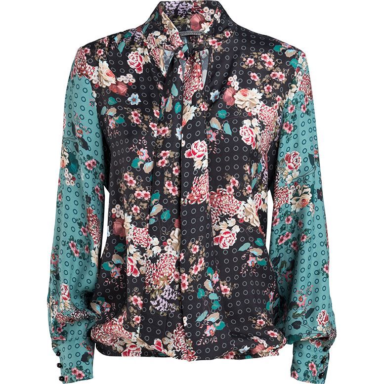 Top bow floral dot print